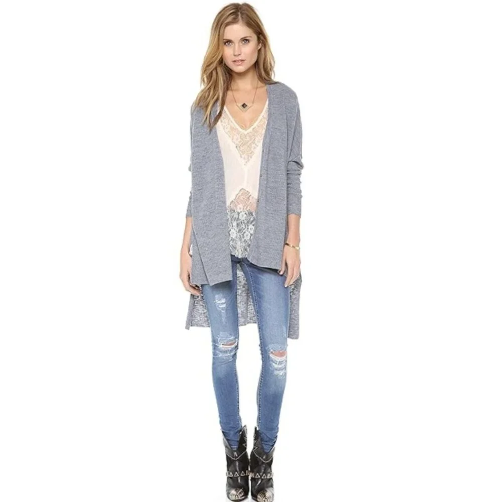 FREE PEOPLE TGIF Hi Lo Oversized Cardigan s Drop Shoulder Knit Midi Boho Hippie